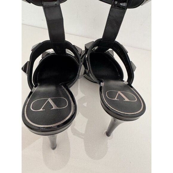 Valentino Women Black Roman Stud Patent Leather Pump Heels Shoes Size EU 37 US 7 - Picture 5 of 9